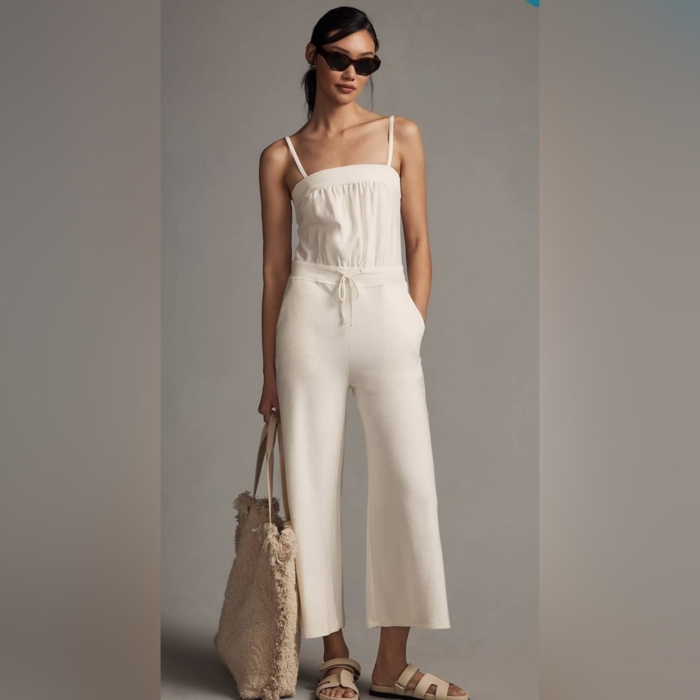 NWT Daily Practice by Anthropologie Women’s Strapless Crème Wide-Leg Jumpsuit XS